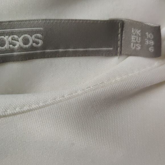 ASOS White/Black Mini Dress with Lace Up Corset Detail and Balloon Sleeves 6 - Picture 9 of 11